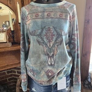 Southwestern Skull Print Sweatshirt